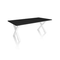 mesa de comedor fija con patas metalicas 90x194 cm negro blanco