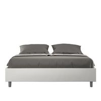 cama con almacenaje acolchada sin cabecero 160x210 cuero sintetico blanco azelia
