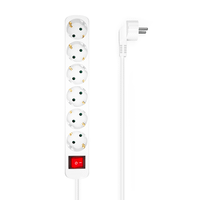 aisens - base multiple 6 tomas con interruptor con cable 3x15mm2 bla
