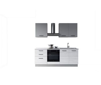 Cocina con electrodomésticos gilda 2.0 210cm derecha gris claro y madera gris
