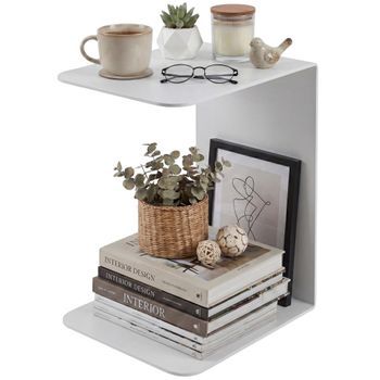 Mesa Auxiliar Selby Metal Blanco 38x28x48 Cm Clp