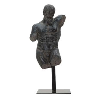 Escultura En Resina Negra Con Base De Metal Cm 26x22x57,5