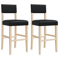 taburetes altos 2 uds madera maciza de caucho y cuero sintetico vidaxl