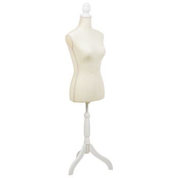 Maniquí De Madera Y Espuma Forrado De Tela Beige 24x37,5x168