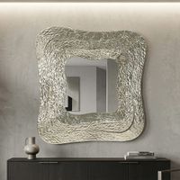 espejo de pared de metal plateado cm 74x7x79