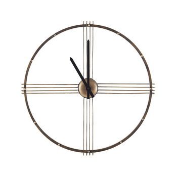 Reloj De Pared Redondo Marco De Hierro Dorado Sin Números 50 Cm Estilo Minimalista Ascona