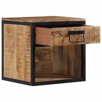 mesita de noche - mesilla madera maciza de mango 40x35x40 cm mc4799