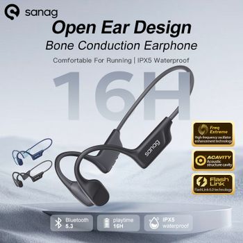 Sanag-auriculares de conducción ósea B22s, cascos con 16 horas de reproducción, IPX5, impermeables, Bluetooth 5,3, campo de sonido espacial dinámico