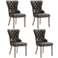juego de 4 sillas de terciopelo - patas de madera maciza - gris