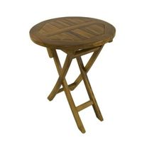 mesa jardin teca redonda madera teca grado a medidas 60x76 cm tratamiento al agua aplicado mesa para terraza de teka mesita plegable de balcon
