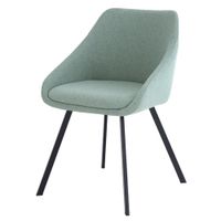 silla acolchada con patas negras mate menta
