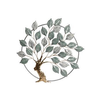 Decoracion Pared Metal 73x4,4x73 Arbol Verde