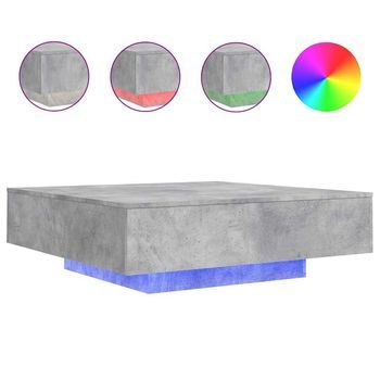 Mesa De Centro Con Luces Led Gris Hormigón 100x100x31 Cm Vidaxl