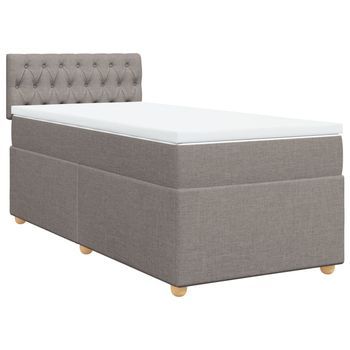 Cama Individual | Cama De Adulto | Cama Box Spring Con Colchón Tela Gris Taupe 80x200 Cm