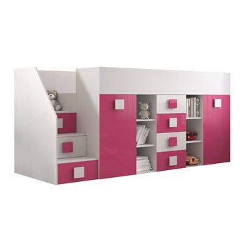 Litera Hartford 366, Individuales, Rosa, Aglomerado Laminado, Somieres, 94x249x124cm