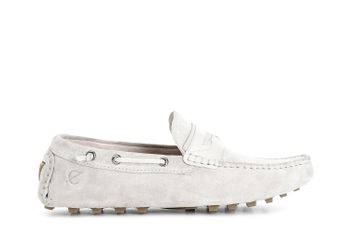 mocasines en piel de ante con trabilla light grey