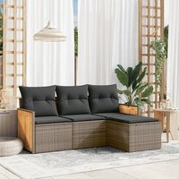 conjunto de sofas de jardin 4 uds  mueble jardin mesa y sillas y cojines ratan sintetico gris cfw732965