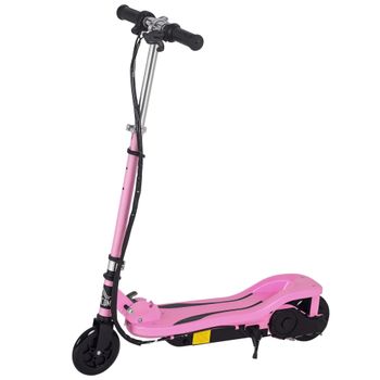 HOMCOM Scooter Eléctrico Ajustable para Niños 7-14 Años Max 50kg Velocidad 12 km/h 75x36x82-93 cm Rosa   Aosom España