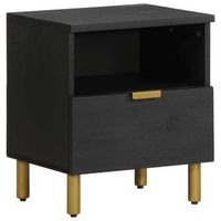mesita de noche con puerta y compartimento abierto 40 x 33 x 46 cm madera contrachapada negra dec034409