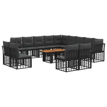 Conjunto De Sofás De Jardín 14 Uds. Negro Y Gris Oscuro Vidaxl