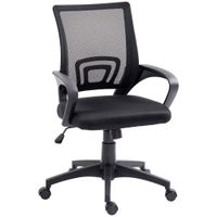 homcom silla de oficina de malla giratoria con altura ajustable funcion de basculante y reposabrazos negro   aosom espana