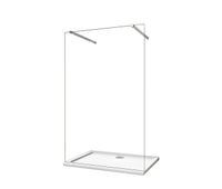 mampara de ducha fija 1 hoja vidrio 8mm con pelicula de seguridad a prueba de explosiones 97x200cm con dos barras ajustables 73-120cm