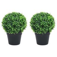 plantas de boj artificial 2 uds forma bola maceta verde 37 cm vidaxl