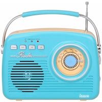 lauson ra143 radio vintage crema analogica con altavoz integrado 2w amfm bateria recargable bluetooth usb sd