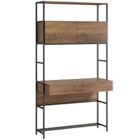 homcom mesa para ordenador con estanterias y 2 cajones para oficina en casa 185 cm de alto acabado madera marron