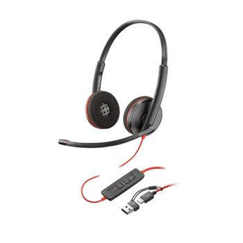 Auriculares POLY con cable USB-C y adaptador USB-A, reducción de ruido y micrófono