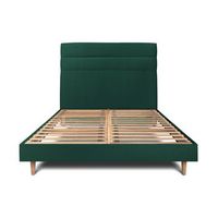 cama de 150x190 cm con cabecero de linea - tejido de terciopelo