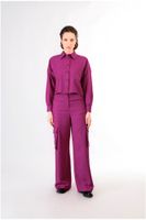 camisa box con bolsillos de parche hot pink l
