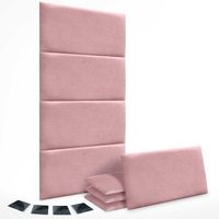 dhome juego de 8 paneles tapizados de tela autoadhesivos para pared acusticos absorbentes proteccion impactos cabeceros rosa 50x30cm x8