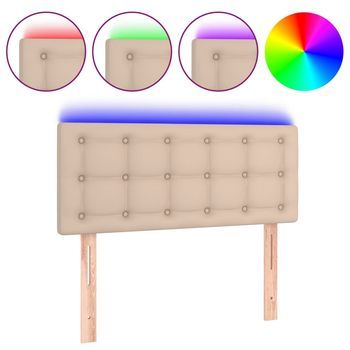 Cabecero Cama | Panel De Cabecera Con Led Cuero Sintético Color Capuchino 100x5x78/88 Cm