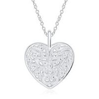 cadena medallon corazon floral de plata 925