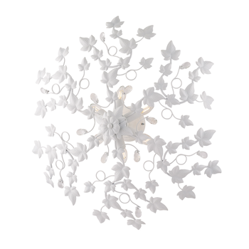 Edera - Lámpara De Techo Blanca Shabby Chic Con Pedrería De Cristal, 6 Luces Ø80 Cm