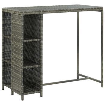 Set De Bar Para Jardín 5 Uds | Conjunto De Mesa Y Sillas Y Cojines Ratán Sintético Gris