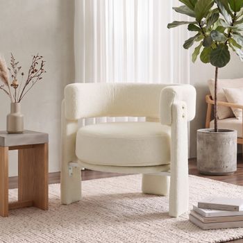 Butaca De Salón De Borreguito Homcom 72,5x72x70 Cm- Blanco Crema