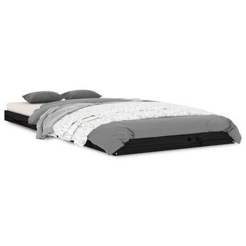 Estructura De Cama Madera Maciza De Pino Negro 90x200 Cm Vidaxl