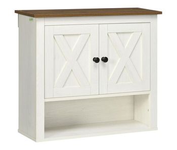 Kleankin armario de pared para baño mueble de baño colgar con 2 puertas y estantes de almacenamiento para cocina entrada pasillo 60x19,5x52,5 cm blanco