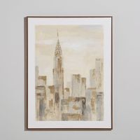 cuadro de ciudad beige dorado y gris 93x123 cm