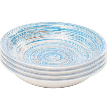 Plato hondo de gres azul D21 - Juego de 4
