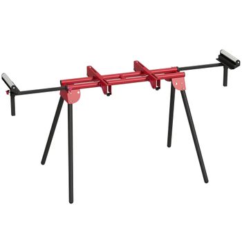 HOMCOM Soporte universal para ingletadora con ruedas extensibles y brazos de apoyo, soporte de sierra portátil con patas plegables