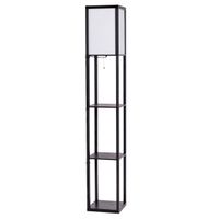 costway estanteria con lampara de pie con pantalla 3 estantes de madera moderna para sofa cama salon habitacion estudio decoracion 26 x 26 x 160 cm