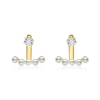 Orejeras circonita perlas plata dorado