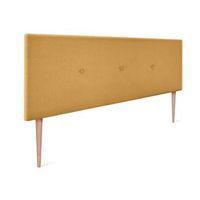 cabecero de tela aqualine liso con botones 145x105cm con patas camas 135140 - mostaza