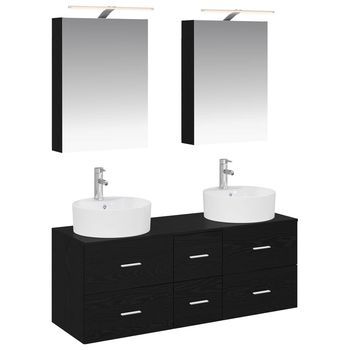 Juego De Muebles De Baño 5 Uds. Roble Negro Vidaxl
