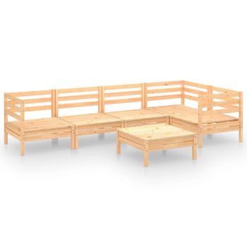 Conjunto De Muebles De Jardín 6 Uds | Mesa Y Sillas Madera Maciza Pino