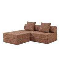 sofa modular 3 lugares  puff convertible tweed terracota