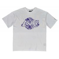 camiseta manga corta lakers nba infill logo oversized de new era en blanco